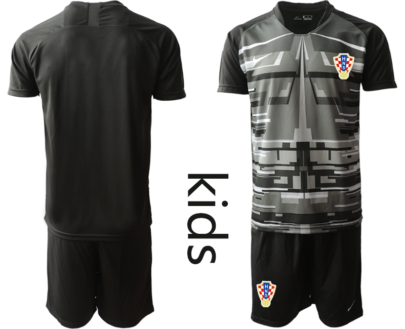 Youth 2021 European Cup Croatia black goalkeeper Soccer Jersey1